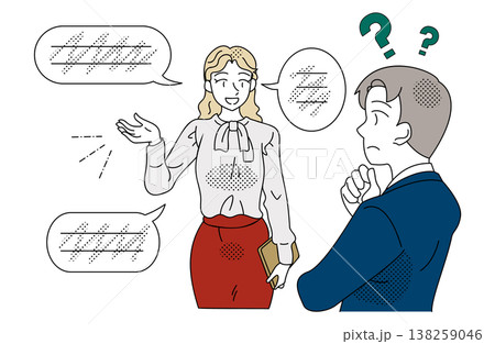 ビジネスシーン 言語の違いによる意思疎通ミスの説明イラスト 138259046