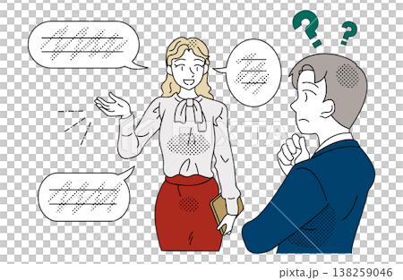 ビジネスシーン 言語の違いによる意思疎通ミスの説明イラスト 138259046