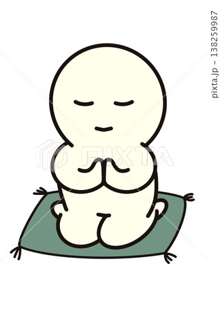 座って 目を閉じ 手をあわせる 祈る お詣り シンプルな人物 座って 目を閉じ 手をあわせる 祈る お詣り シンプルな人物 138259987