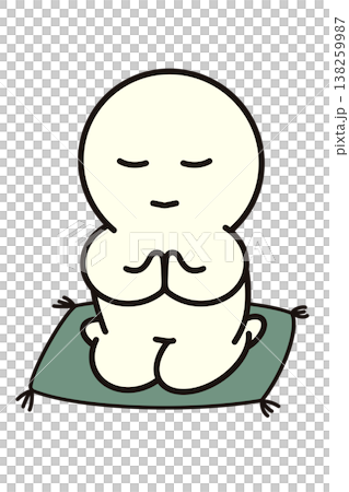 座って 目を閉じ 手をあわせる 祈る お詣り シンプルな人物 座って 目を閉じ 手をあわせる 祈る お詣り シンプルな人物 138259987