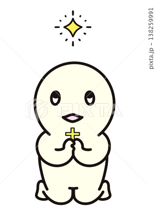 ひざまづいて 手を合わせて 十字架を持ち お祈りする 光を見る シンプルな人物 ひざまづいて 手を合わせて 十字架を持ち お祈りする 光を見る シンプルな人物 138259991