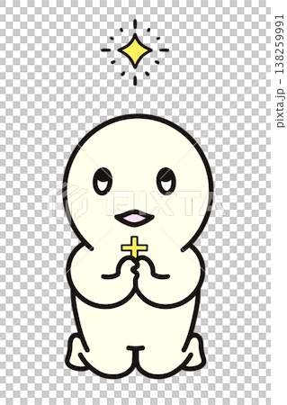 ひざまづいて 手を合わせて 十字架を持ち お祈りする 光を見る シンプルな人物 ひざまづいて 手を合わせて 十字架を持ち お祈りする 光を見る シンプルな人物 138259991