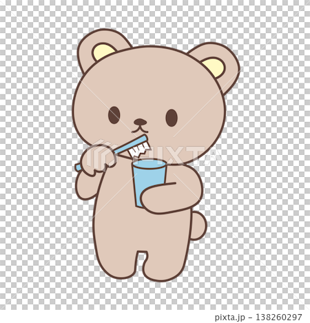 可愛的熊刷牙插圖 PNG（生活方式、預防蛀牙、透明背景） 138260297