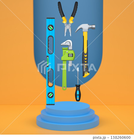 Abstract scene or podium for product showcase on monochrome background. Abstract scene or podium for product showcase on monochrome background. 138260600