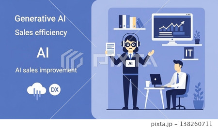 AIマーケティング分析を行う会社員 データ分析 AIビジネス シンプル人物 AIマーケティング分析を行う会社員 データ分析 AIビジネス シンプル人物 138260711