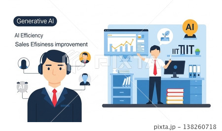AIマーケティング分析を行う会社員 データ分析 AIビジネス シンプル人物 AIマーケティング分析を行う会社員 データ分析 AIビジネス シンプル人物 138260718