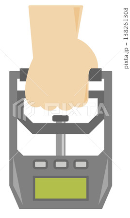 筋トレで鍛えた筋肉で握力測定をするイラスト 筋トレで鍛えた筋肉で握力測定をするイラスト 138261308