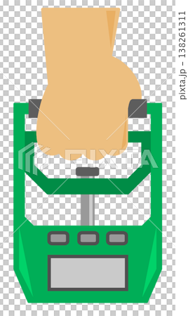 筋トレで鍛えた筋肉で握力測定をするイラスト 138261311