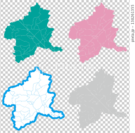 分割できる群馬県地図セット 138261355