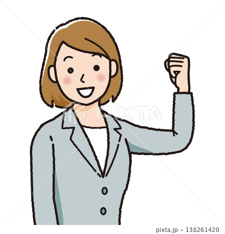 ビジネスウーマン ガッツポーズ 女性 会社員 スーツ 成功 喜ぶ 人物イラスト シンプル 上半身 ビジネスウーマン ガッツポーズ 女性 会社員 スーツ 成功 喜ぶ 人物イラスト シンプル 上半身 138261420