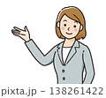 ビジネスウーマン 案内 説明 女性 会社員 スーツ 人物イラスト シンプル 上半身 138261422