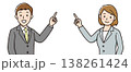 ビジネスマン ビジネスウーマン 男女 指さし 案内 説明 人物イラスト セット シンプル 上半身 138261424