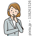 ビジネスウーマン 困った 悩む 女性 会社員 スーツ 表情 人物イラスト シンプル 上半身 138261526