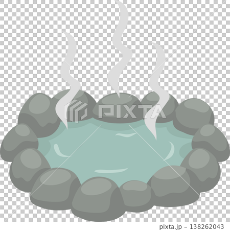 onsen hot spring spa. steam stones and calm water wellness relaxation therapy 138262043