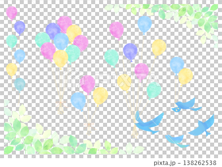 Pastel-colored balloons and a blue bird 138262538