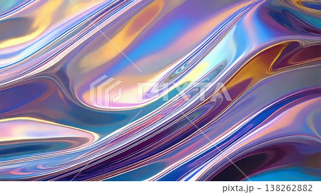 ホログラム オーロラ セロファン 虹 背景素材 16:9サイズ 138262882