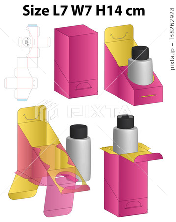Display Box with Bottle Insert Support Dieline Template Display Box with Bottle Insert Support Dieline Template 138262928
