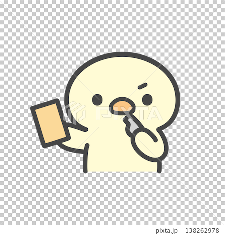 ホイッスルを吹いてイエローカードを出すひよこの手書きイラスト ホイッスルを吹いてイエローカードを出すひよこの手書きイラスト 138262978