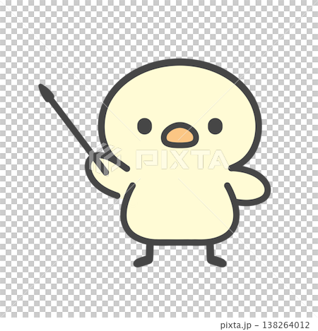 Hand-drawn illustration of a chick explaining something with a pointer stick. Suitable for presentations, classes, meetings, business, and educational materials. Hand-drawn illustration of a chick explaining something with a pointer stick. Suitable for presentations, classes, meetings, business, and educational materials. 138264012