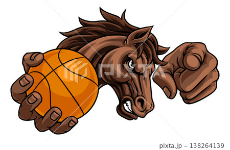 Horse Mustang Stallion Basketball Sports Mascot Horse Mustang Stallion Basketball Sports Mascot 138264139