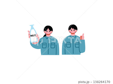 酪農でミルクを作る男女のイラスト 138264170