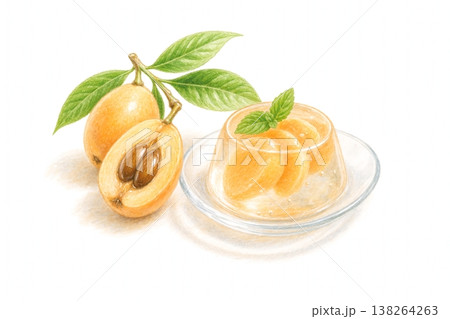 水彩　アンティーク　びわゼリー　AI 138264263