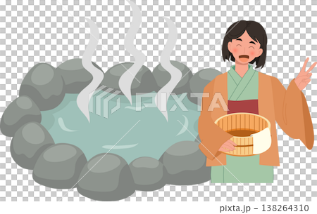 onsen hot spring japan spa relaxation traditional japanese culture kimono woman outdoor bath travel illustration onsen hot spring japan spa relaxation traditional japanese culture kimono woman outdoor bath travel illustration 138264310