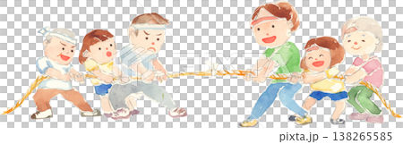 學校運動會上人們進行拔河比賽的插圖。 138265585