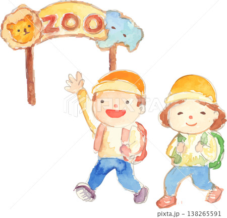 動物園に行く子どものイラスト 138265591