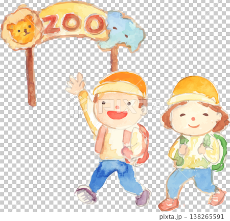動物園に行く子どものイラスト 138265591