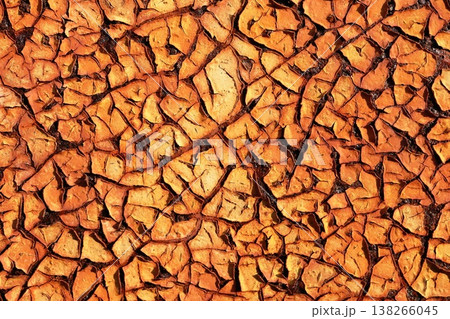 Cracked Dry Red Dark Orange Earth Texture, Drought and Erosion A Cracked Dry Red Dark Orange Earth Texture, Drought and Erosion A 138266045