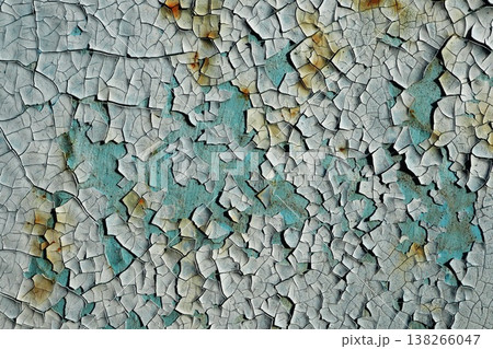 Cracked Peeling Gray Paint with Rust, Weathered Grunge Texture i 138266047