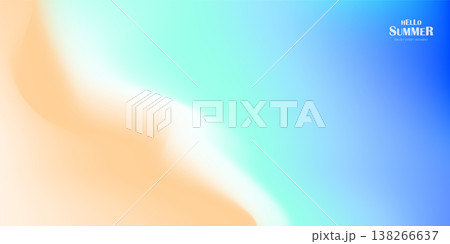 Summer beach background with blurred gradient. Soft blur of turquoise ocean water, sand, wave. Tropical coast scene with copy space for travel and vacation banner. Vector illustration 138266637