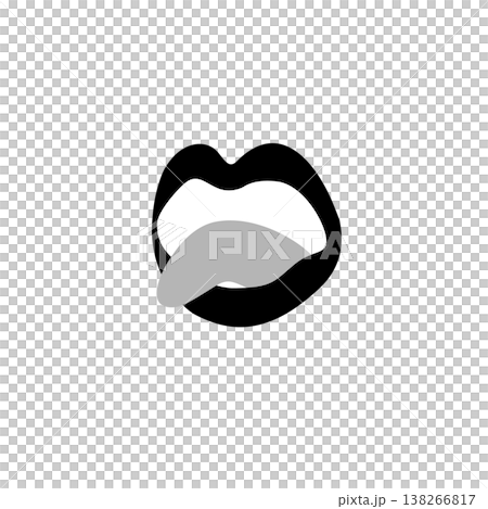 一幅簡單的黑白插圖，畫的是一條伸出的舌頭。舔舐 138266817