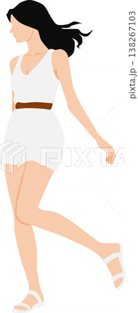 夏服を着た女性のイラスト 夏服を着た女性のイラスト 138267103