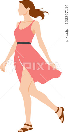 夏服を着た女性のイラスト 夏服を着た女性のイラスト 138267114