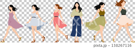 一個穿著夏天衣服的女人的插圖 138267116