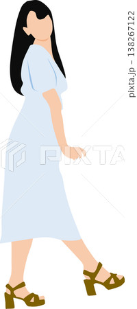 夏服を着た女性のイラスト	 138267122