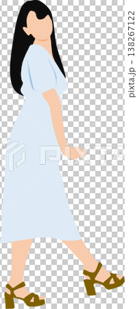夏服を着た女性のイラスト	 138267122
