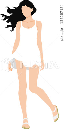 夏服を着た女性のイラスト	 138267124