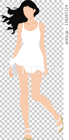 一個穿著夏天衣服的女人的插圖 一個穿著夏天衣服的女人的插圖 138267124