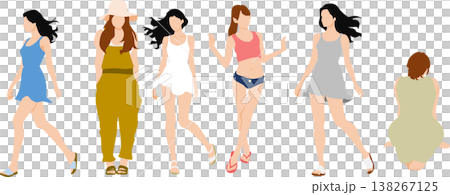 一個穿著夏天衣服的女人的插圖 一個穿著夏天衣服的女人的插圖 138267125