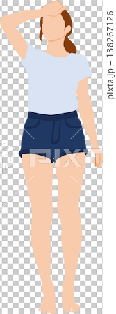 一個穿著夏天衣服的女人的插圖 一個穿著夏天衣服的女人的插圖 138267126