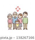 笑顔の三世代家族イラスト　仲良く寄り添うファミリー　家族愛と安心のイメージ素材 138267166