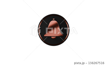 3Dラバー質感メダル ベル（鐘）マーク（銅） 通知・お知らせアイコン 背景透過 138267516