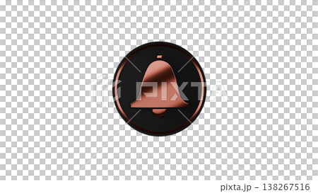 3Dラバー質感メダル ベル（鐘）マーク（銅） 通知・お知らせアイコン 背景透過 138267516