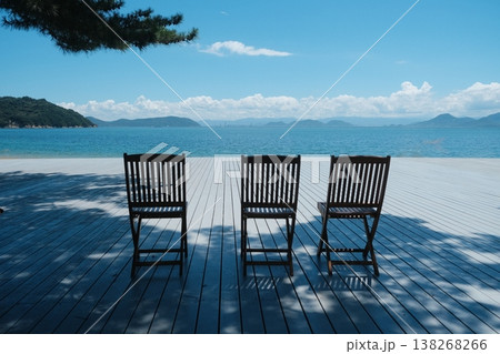 Serene Coastal View With Empty Chairs 138268266