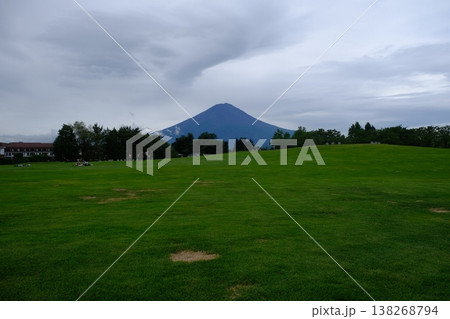Majestic Mount Fuji Over Lush Green Meadow Majestic Mount Fuji Over Lush Green Meadow 138268794