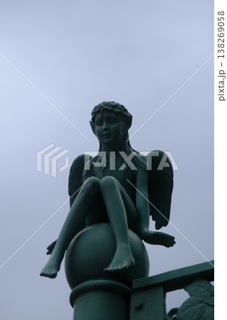 Ancient Bronze Angel Statue Detail View Ancient Bronze Angel Statue Detail View 138269058
