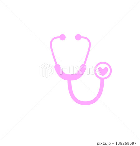 聴診器ハートアイコン ライトピンク 医療イラスト 聴診器ハートアイコン ライトピンク 医療イラスト 138269697